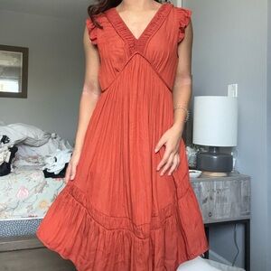 Anthropologie Terracotta Midi Dress